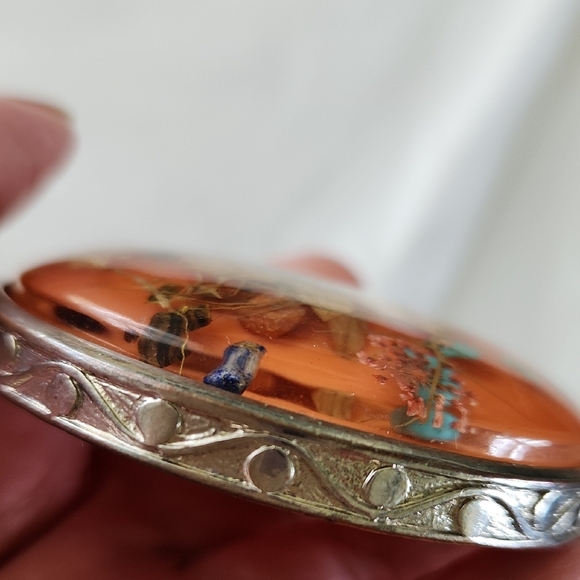 Elegant Orange and Silver Pendant Necklace - Picture 13 of 13